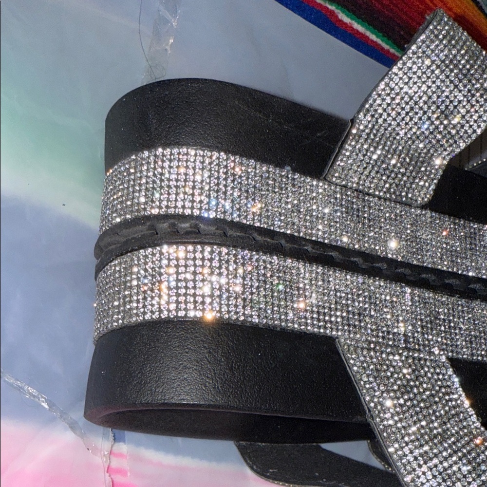 Elegant Silver Rhinestone Slide Sandals - Picture 8 of 16